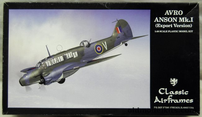 Classic Airframes 1/48 Avro Anson Mk.I Late Version Export - New Zealand / South Africa / Finland / Royal Australian Air Force (RAAF), 4122 plastic model kit